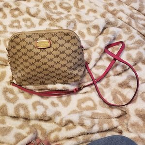 SOLD-Michael Kors Raspberry Tan Crossbody